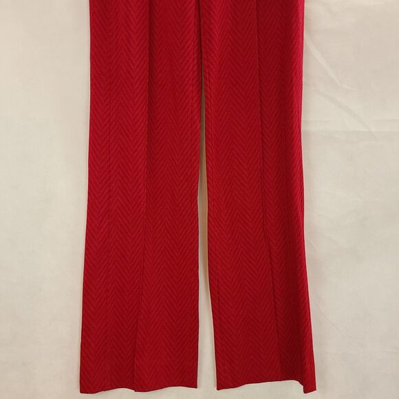 New MARC CAIN Women's (6) Red Herringbone Knit Side Zip Elastic Waist Pants $370 - Picture 3 of 10